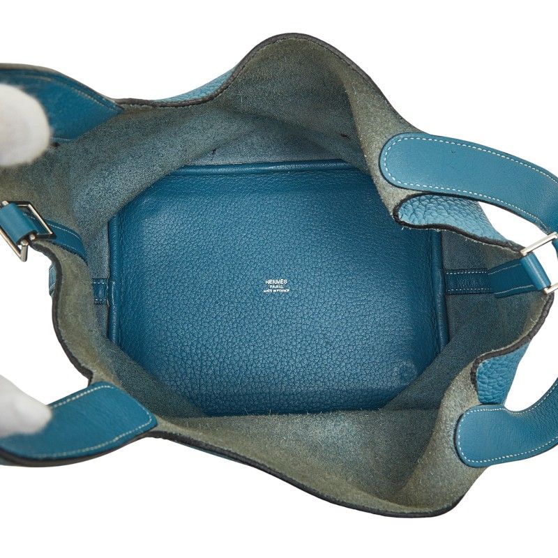 Hermes Picotin MM Blue Silver Taurillon Clemence