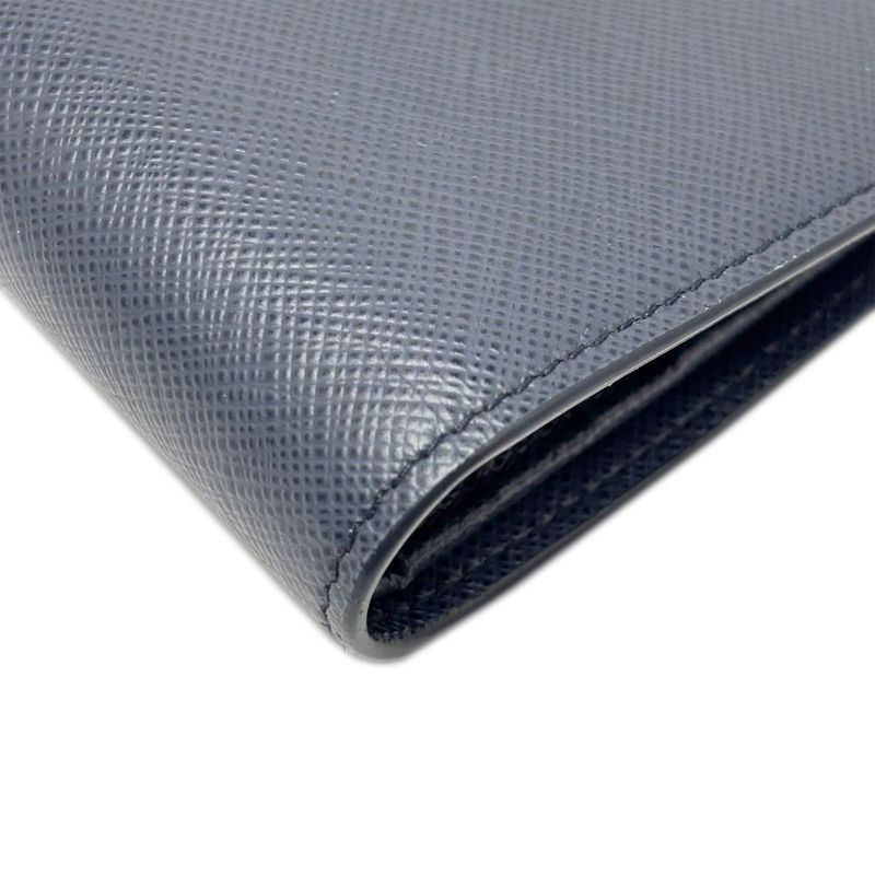 Prada Wallet Saffiano Leather Bifold Navy Multi