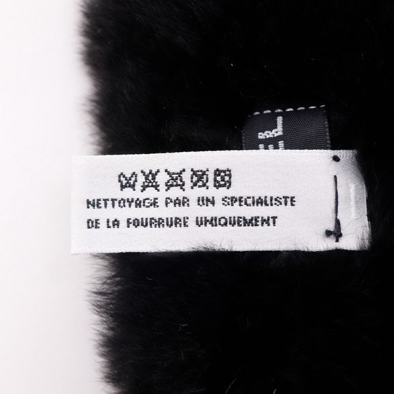 Chanel CC Logo Wristband Rabbit Fur Black Bracelet