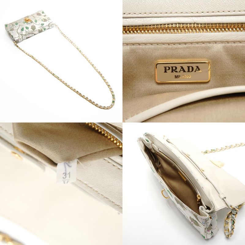 Prada Shoulder Bag Brocade Floral Chain Strap