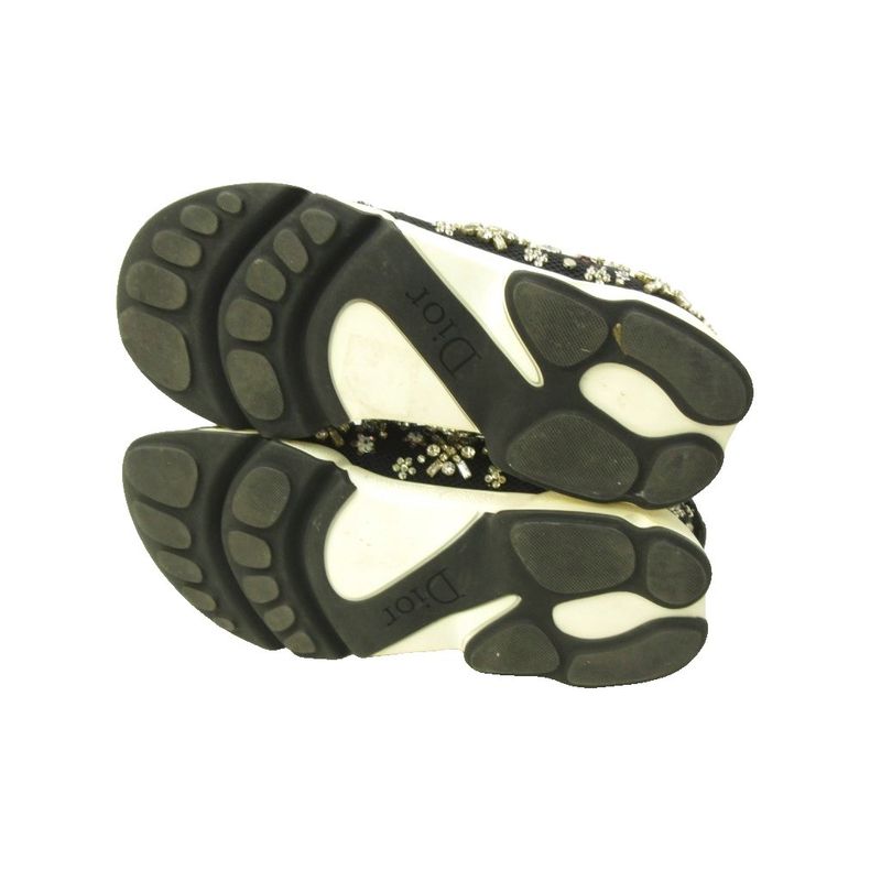 Dior Fusion Crystal Vision Sneakers Floral Applique Mesh Black 34