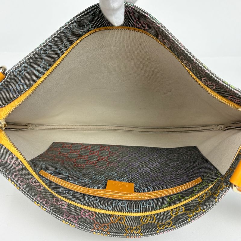 Gucci GG Pattern Shoulder Bag Logo Crossbody Yellow