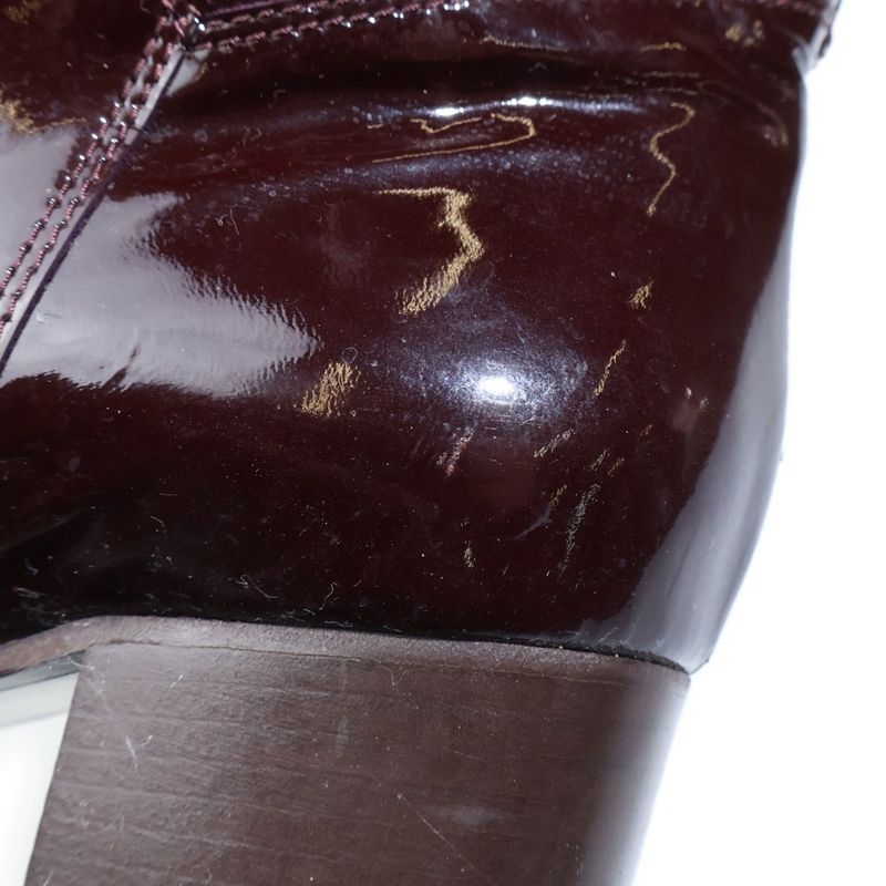 Chanel CC Logo Patent Long Boots Brown