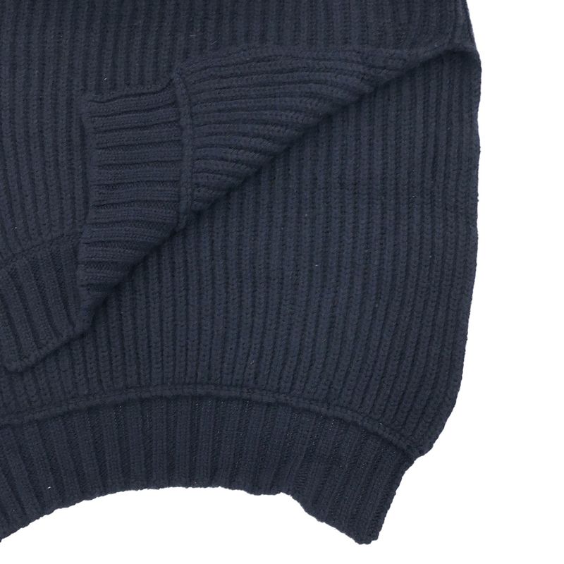 Celine by Phoebe Philo Overneck Chunky Knit Vest 2 Navy XS