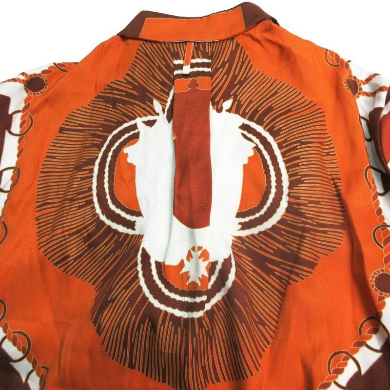 Hermes Silk Blouse Hiyo Shirt Long Sleeve Allover Pattern Top