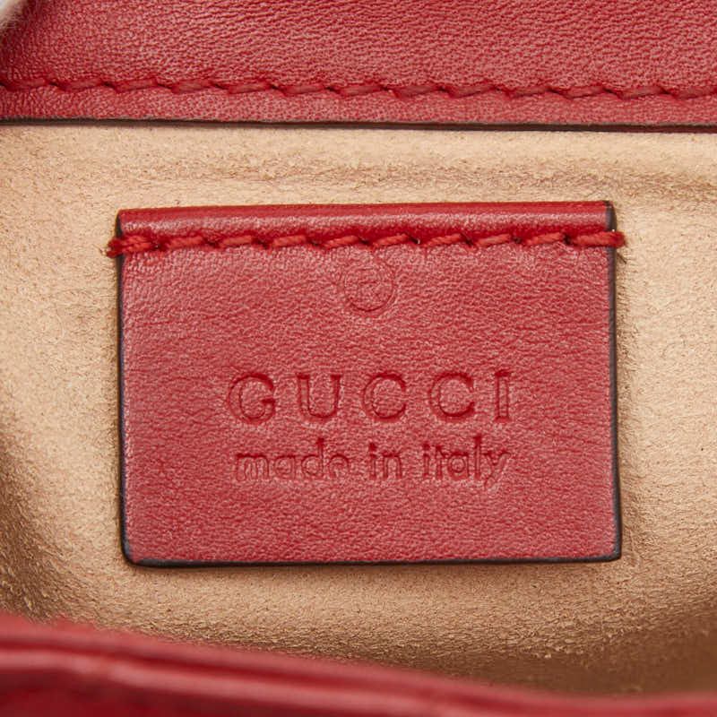 Gucci GG Marmont Quilted Super Mini Chain Shoulder Bag Red Leather
