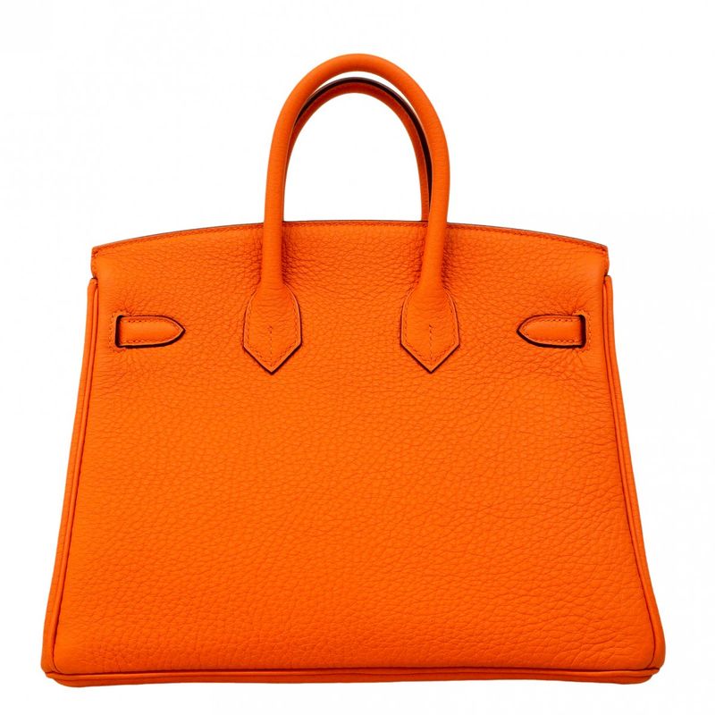 Hermes Handbag Birkin 25 Togo Orange Silver