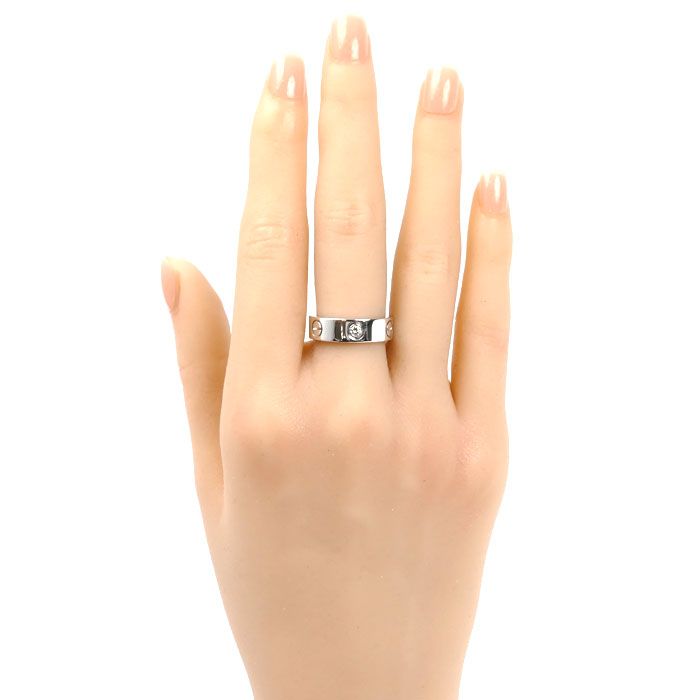 Cartier 18K White Gold Love Half Diamond Ring