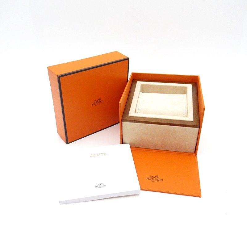 Hermes Nantucket Watch PM Diamond Bezel Box SS Leather