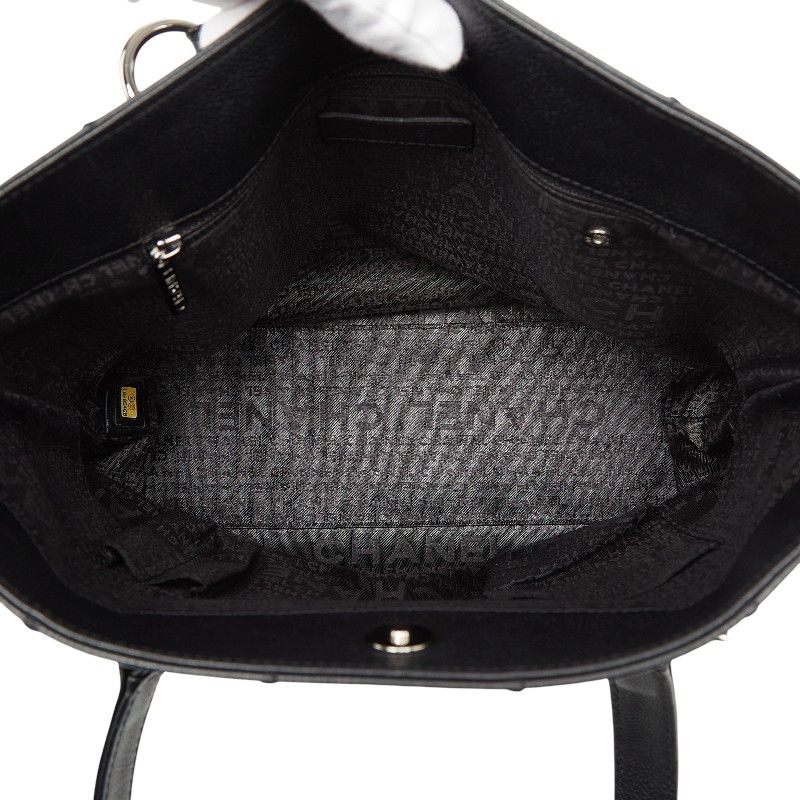 Chanel Choco Bar Logo Tote Black Caviar Leather