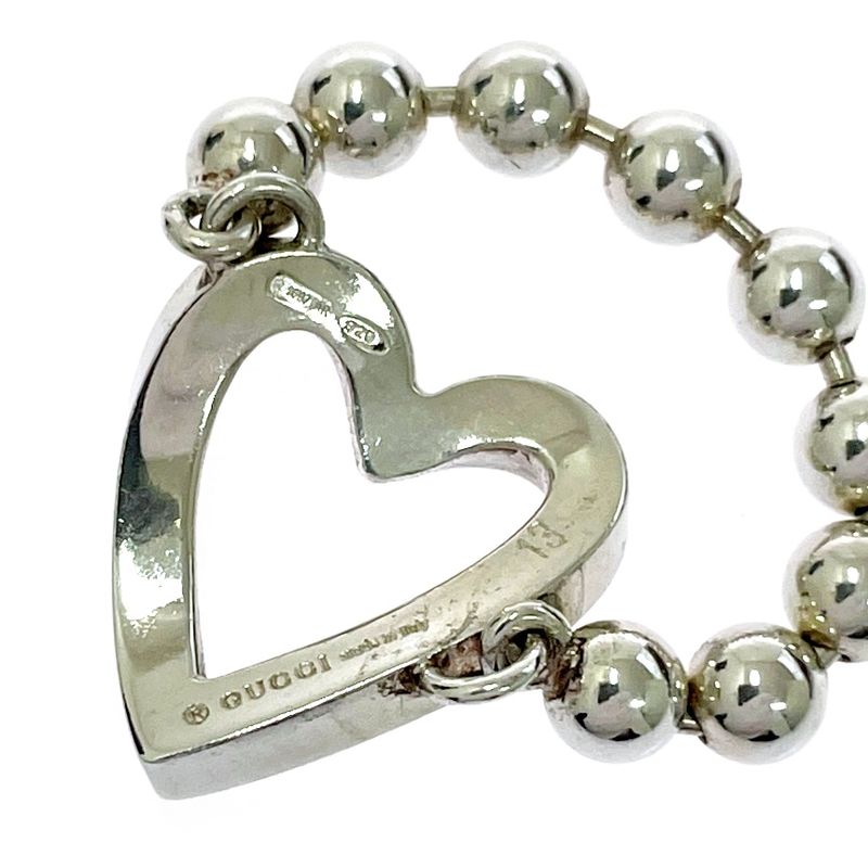 Gucci [ Silver Heart Ball Chain Ring 925 Engraved