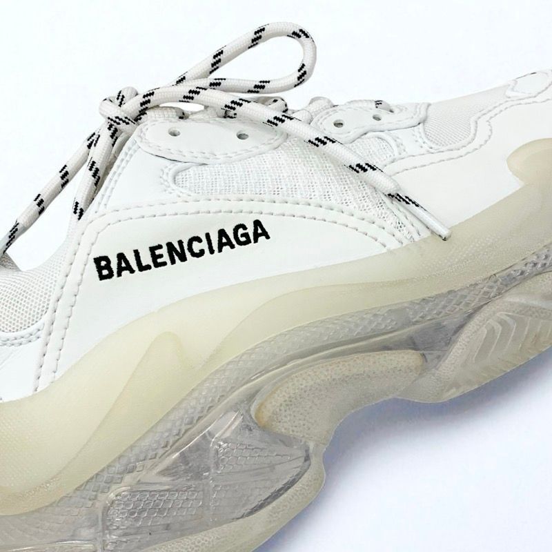 Balenciaga Triple S Sneakers Shoes Fabric Leather White Mesh Logo Double Form