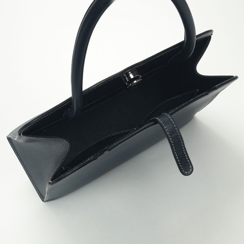 Hermes Dalvy MM Tote Lycee Blueroy Navy Silver Handbag