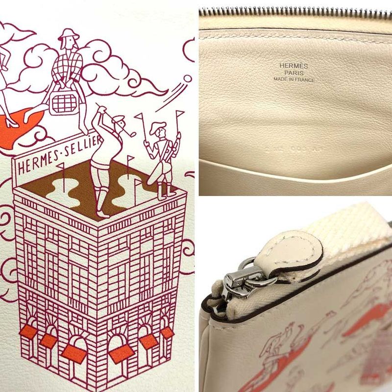 Hermes Carre Pocket Long Epic Swift Calfskin Nata Pouch