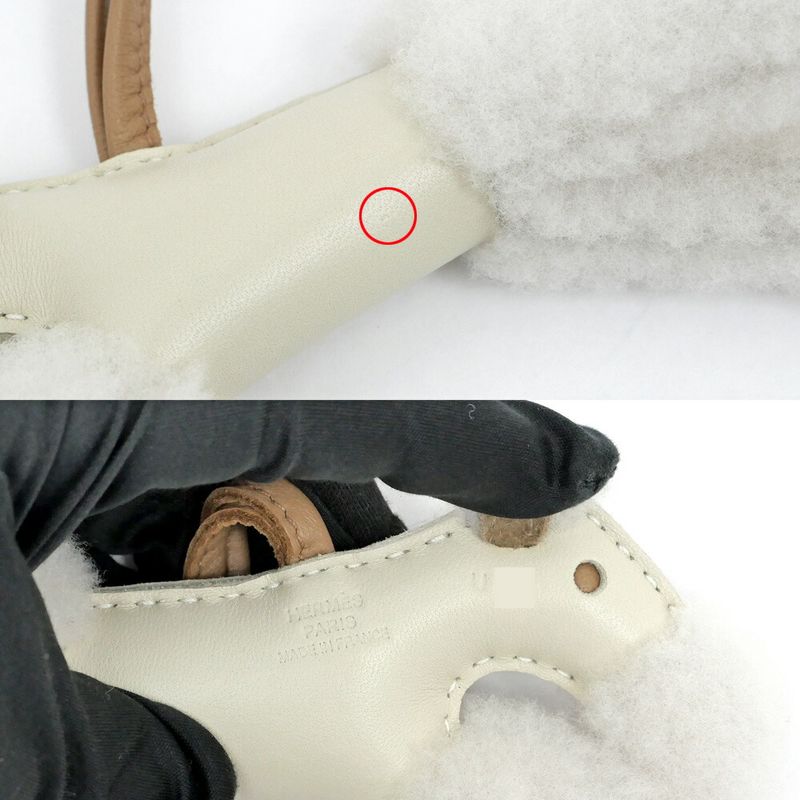 Hermes Buddy Charm Cles Chai White Brown Agneau Milo Muton Bag