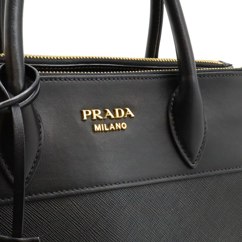 Prada Paradigm 2-Way Shoulder Bag Saffiano Leather Nero Black Gold