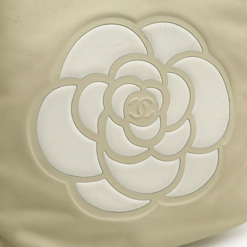 Chanel Camellia Logo Tote Shoulder Leather