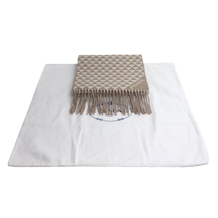 Prada Symbol Double Scarf Sand White