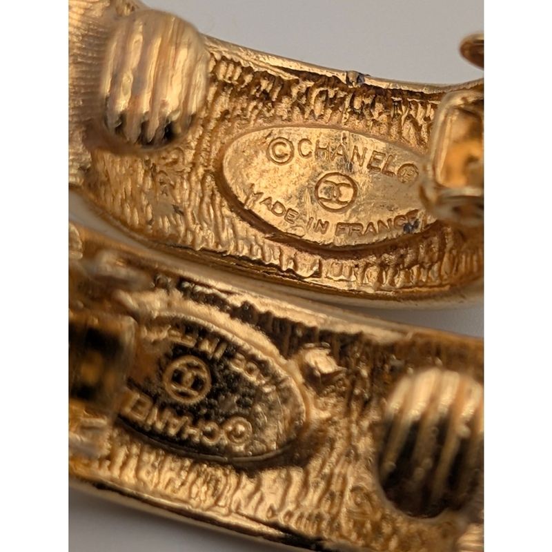 Chanel Earrings CC Logo Round Gold Vintage