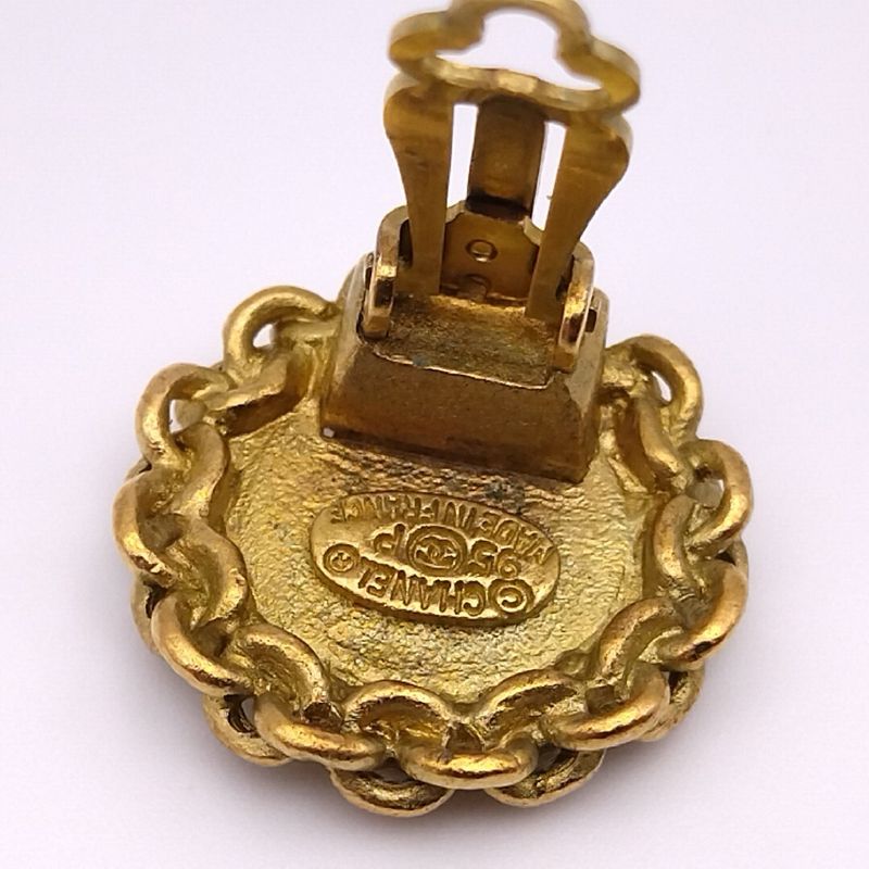Chanel Earrings CC Logo Twist Gold Vintage