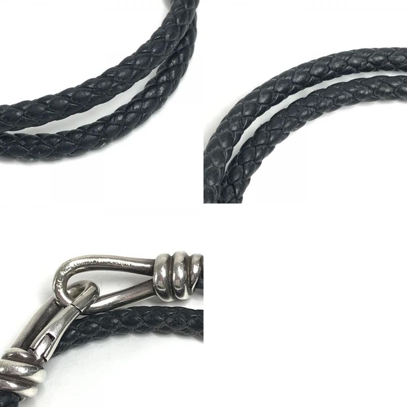 Tiffany & Co. Bracelet Knot Double Laid Wrap Leather Dark Gray