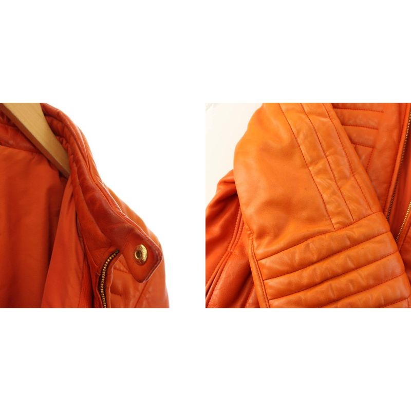 Gucci Era Single Rider Jacket Leather 46 Orange