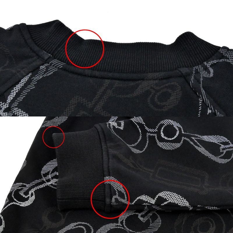 Hermes Sweatshirt Re Boucles Cotton Black 34 Long Sleeve Flat