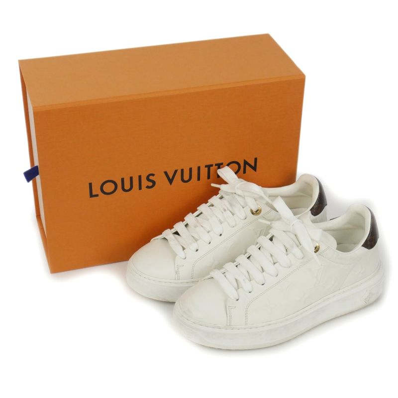 Louis Vuitton Time Out Line Monogram Sneakers Shoes 35.5 White