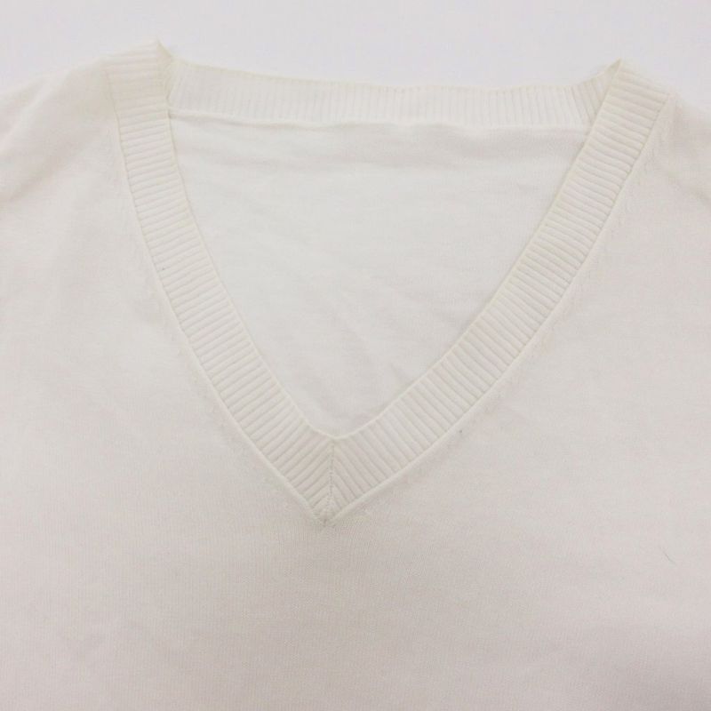 Chanel Cotton Knit Top Short Sleeve Neck CC Logo White