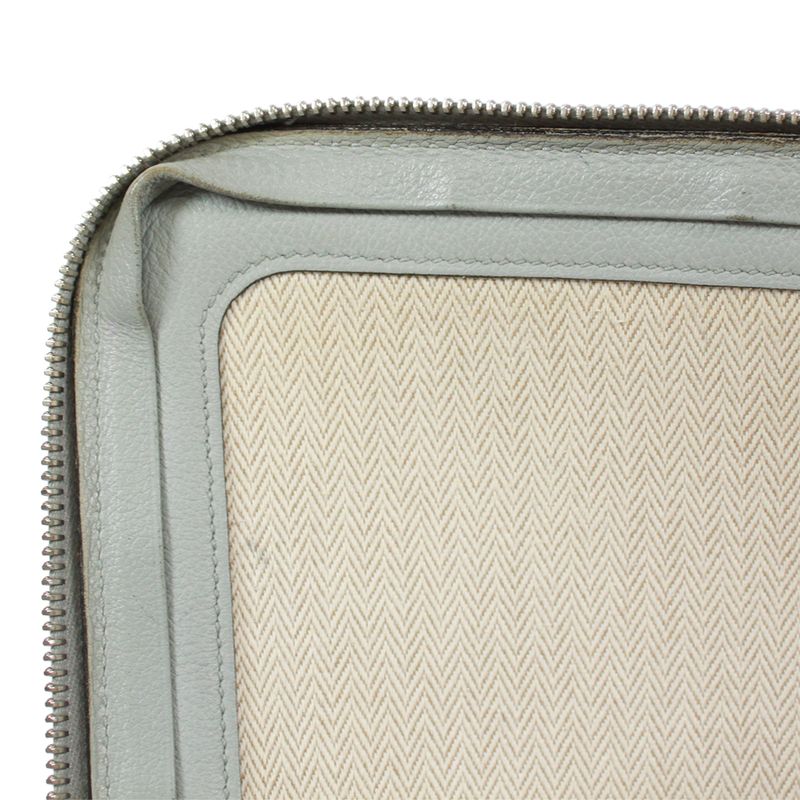 Hermes Leather Gray Clutch Silver