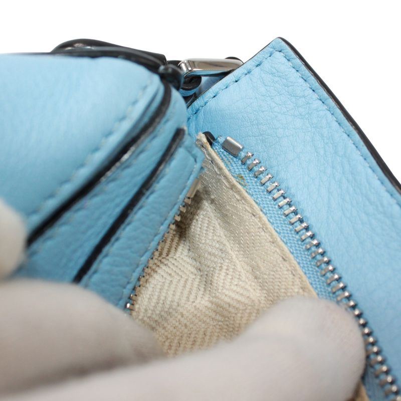 Loewe Puzzle Bag Nano Leather Light Blue Handbag Silver