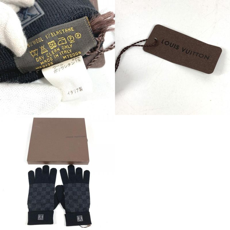 Louis Vuitton Gloves Gon Petit Damier Wool Black