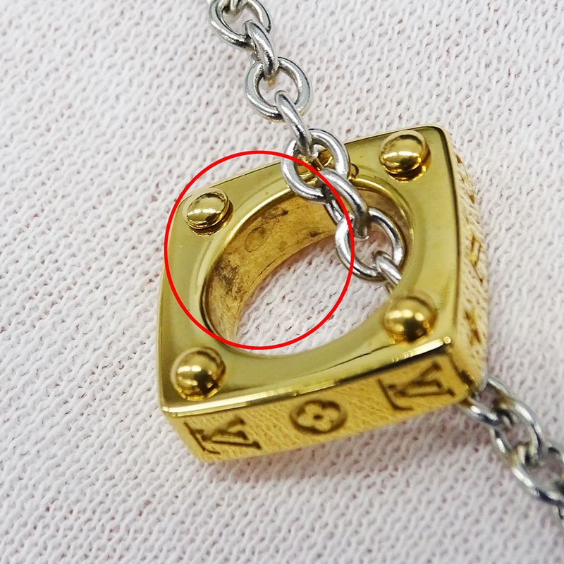 Louis Vuitton Necklace Metal Pendant Monogram Gold Silver
