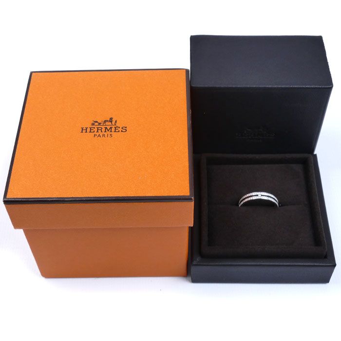 Hermes 18K White Gold Arianne PM Diamond Ring