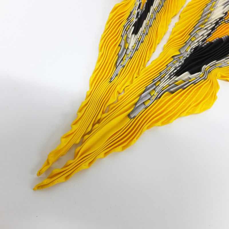 Hermes Carre Plisee Yellow Silk Pliss Scarf