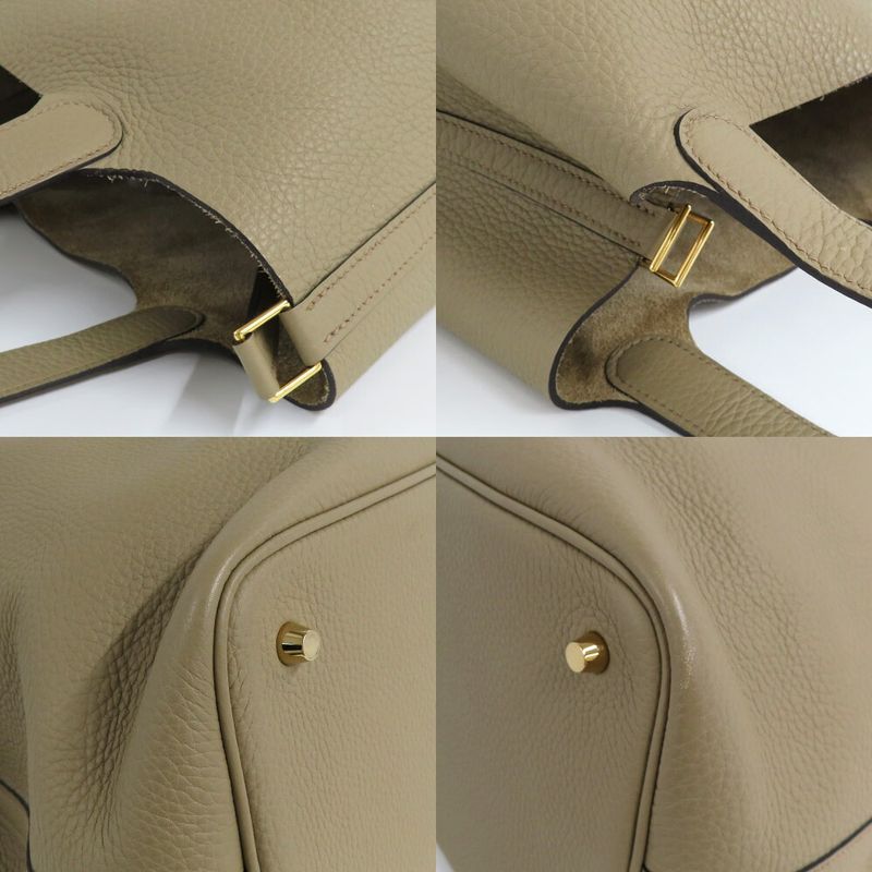 Hermes Picotin Lock MM 22 Beige Marfa Taurillon Clemence Gold Handbag