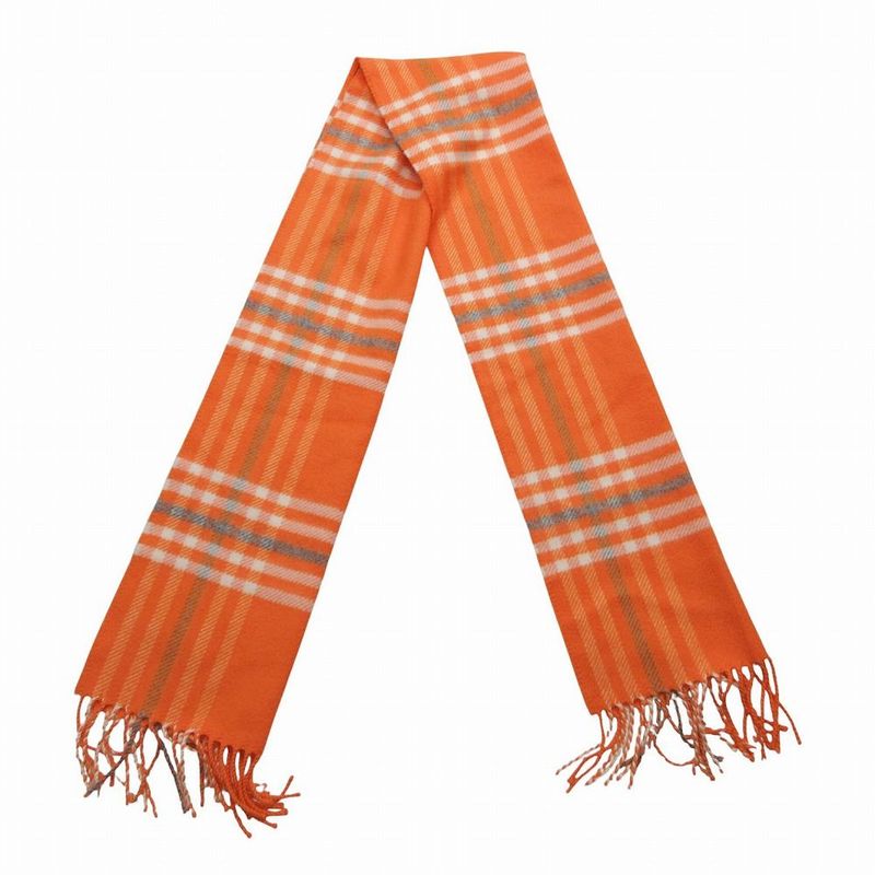 Hermes Cashmere Checkered Scarf 32 Orange