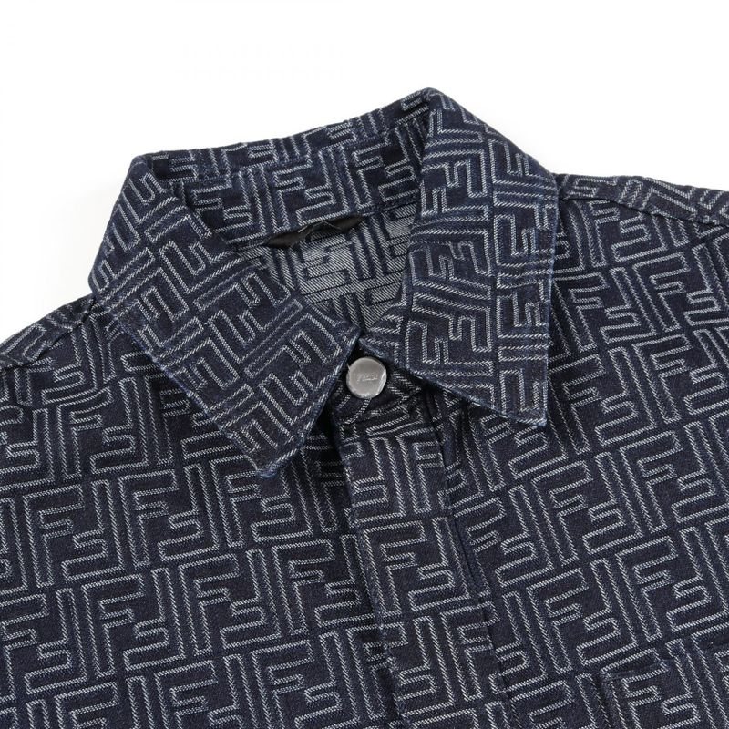 Fendi Denim Jacket FF Jacquard Blue