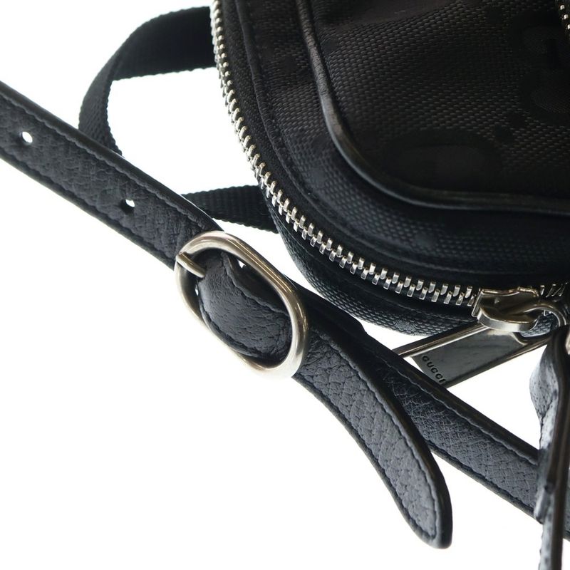 Gucci Off the Grid GG Canvas Leather Shoulder Bag Silver Black