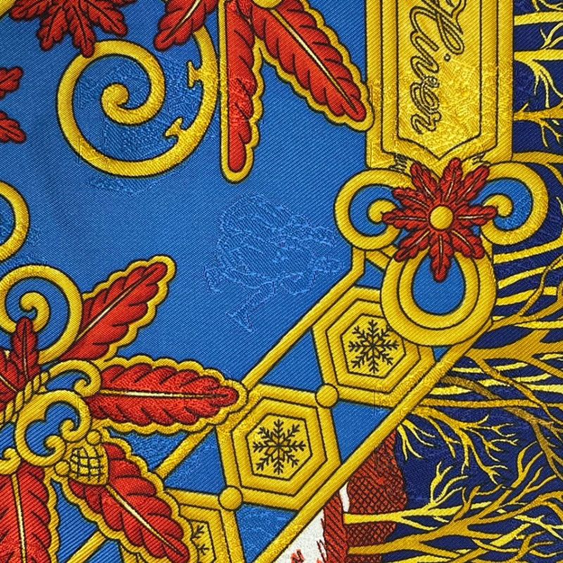 Hermes Scarf Carre 90 Silk Joies D'hiver Winter Fun Navy