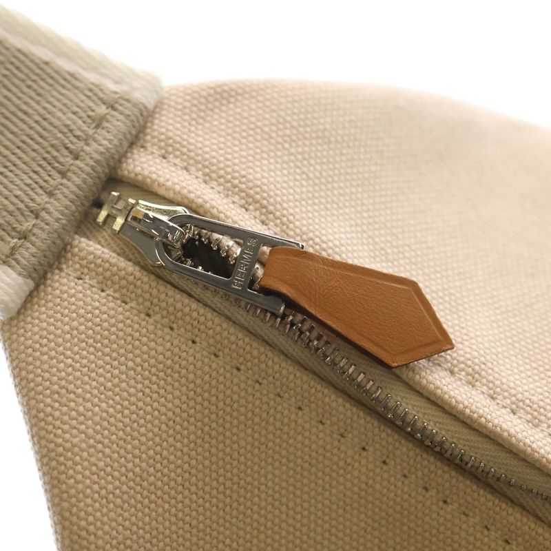 Hermes Brid-a-brac GM Silver Logo Button Canvas Handbag Pouch