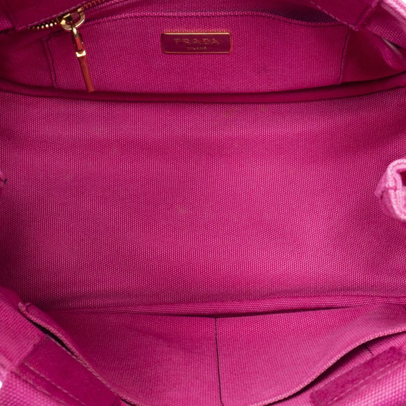 Prada Canapa Small Tote Pink Canvas