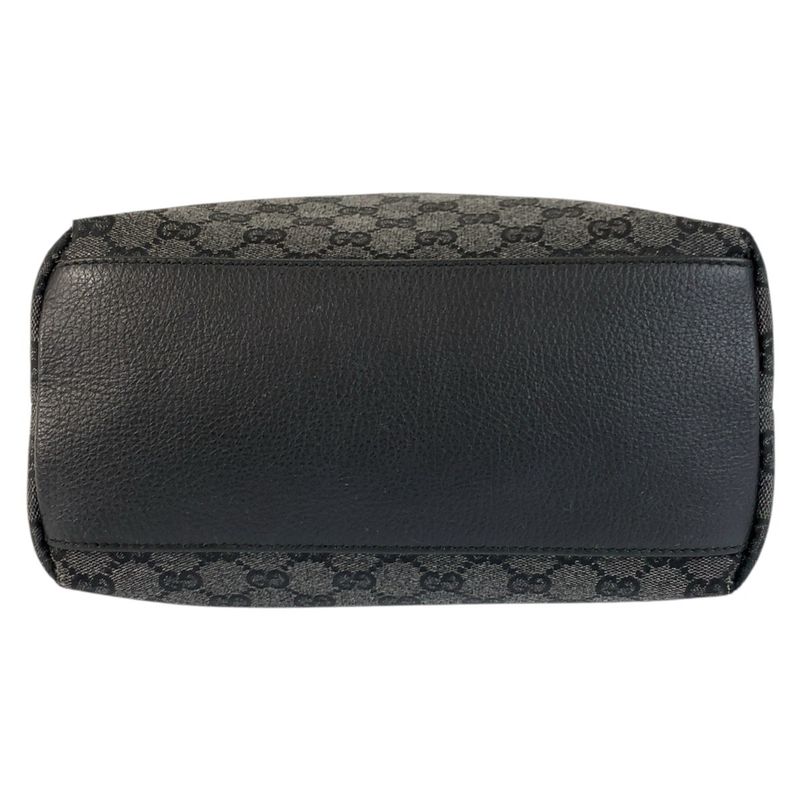 Gucci Black Gold GG Canvas Leather Tote Shoulder Bag