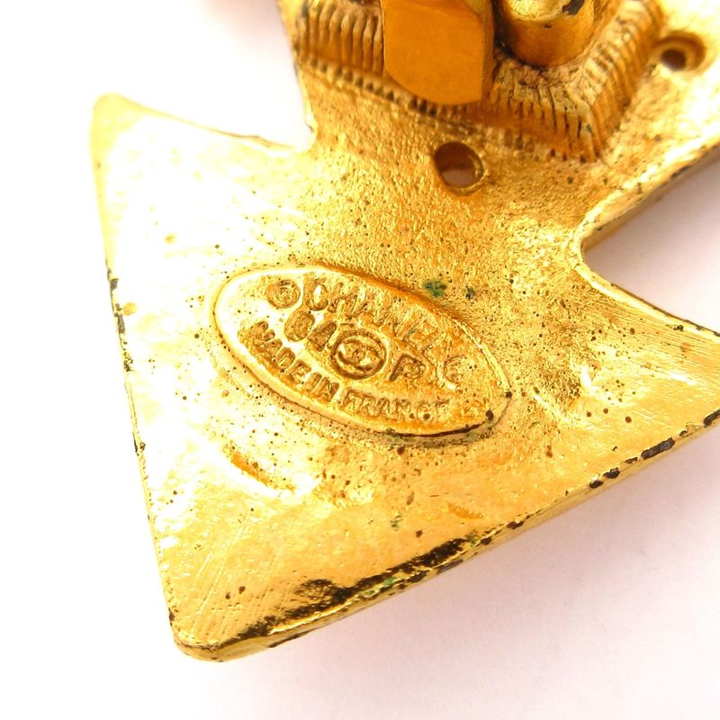 Chanel Earrings Gold Cross