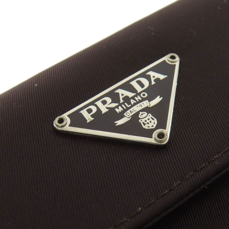 Prada Logo Bifold Wallet Dark Brown