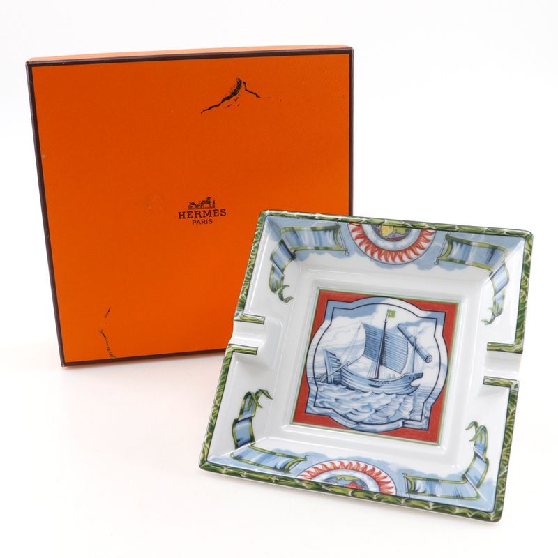 Hermes Ashtray Sailing Pottery Green _