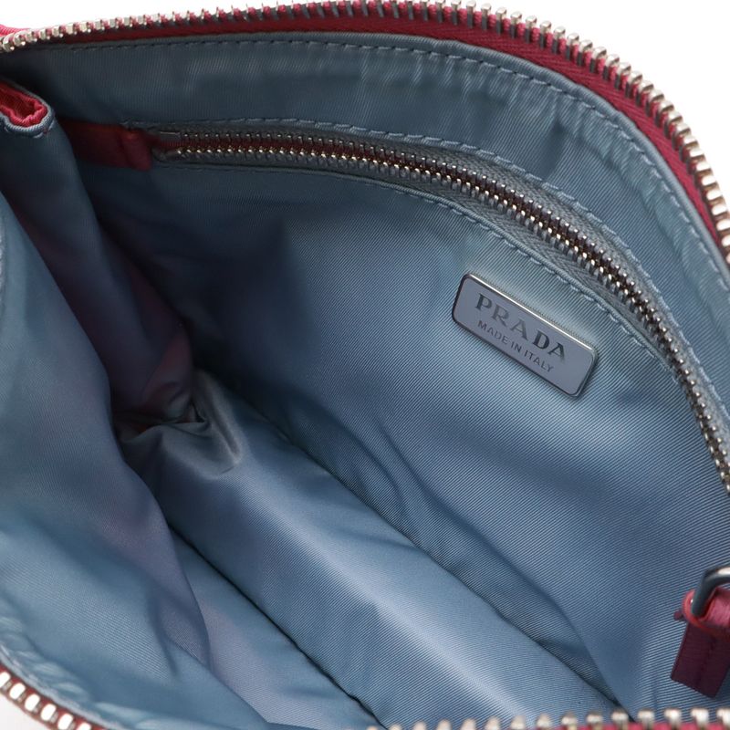 Prada Shoulder Bag 2-Way Clutch Pouch Studded Nylon Fuxia