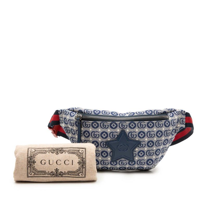 Gucci Children's Strawberry Seahorse Belt Bag Blue