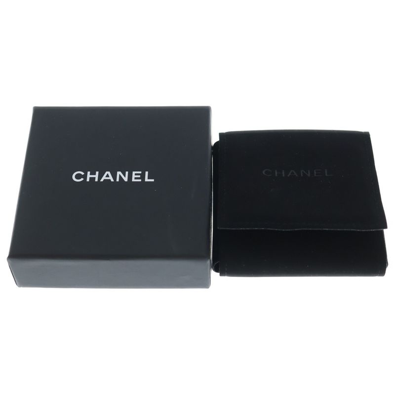 Chanel CC Logo Faux Pearl Brooch Black Gold