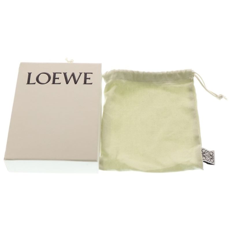 Loewe Vertical Compact Wallet Bifold Navy Black Leather Silver Navy- Black